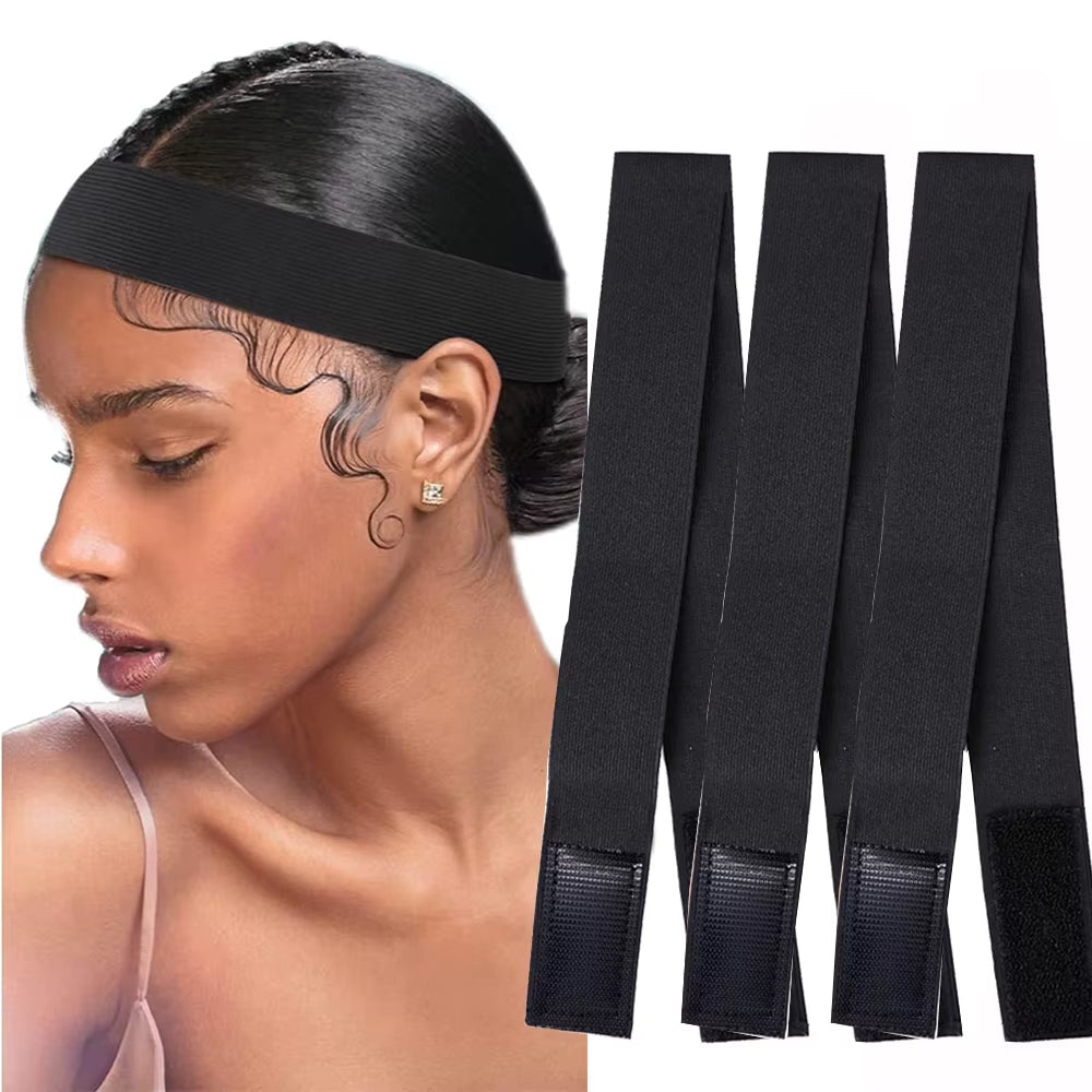 Fashion Hair Elastic Band for Wigs Adjustable Edge Scarf Elastic Headband with Magictape for Women Lace Wigs